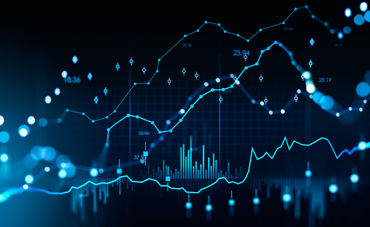 bar charts and line graphs with various data elements
